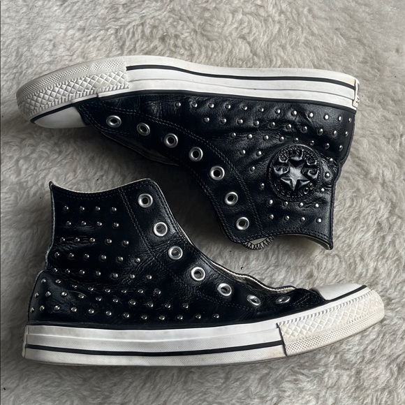 Converse CTAS Black leather High-Tops with silver stud detail size - Picture 4 of 12
